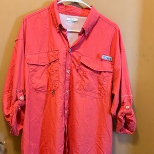 Columbia Men's Vibrant Red Button Up - Performance Fishing Gear